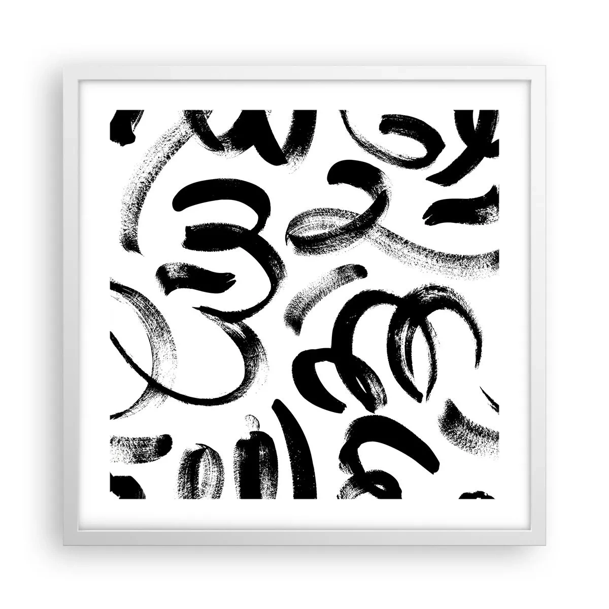 Póster en marco blanco - Negro sobre blanco - 50x50 cm