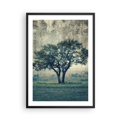 Póster en marco negro - Un árbol solitario en un paisaje rústico. - 50x70cm - El manzano - Decoración de pared moderna para salón y dormitorio ARTTOR