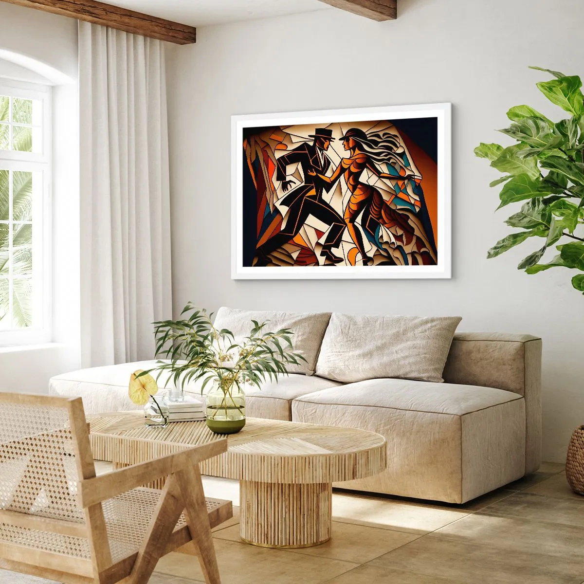 Póster en marco blanco - Danza de pasión - 100x70 cm