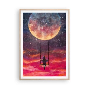 Póster en marco roble claro - Disfrutar de las nubes - 70x100 cm