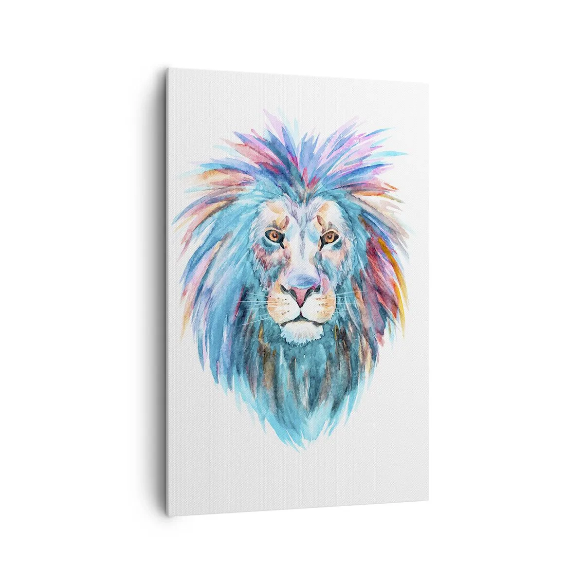 Cuadro sobre lienzo - Impresión de Imagen - Retrato en acuarela de un león en colores vivos. - 80x120cm - Aura electrizante - Decoración de pared moderna para salón y dormitorio ARTTOR