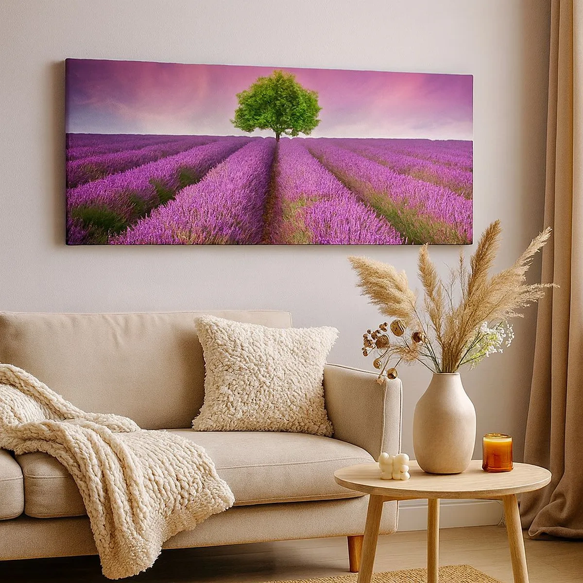 Cuadro sobre lienzo - Impresión de Imagen - En los campos de lavanda - 100x40 cm