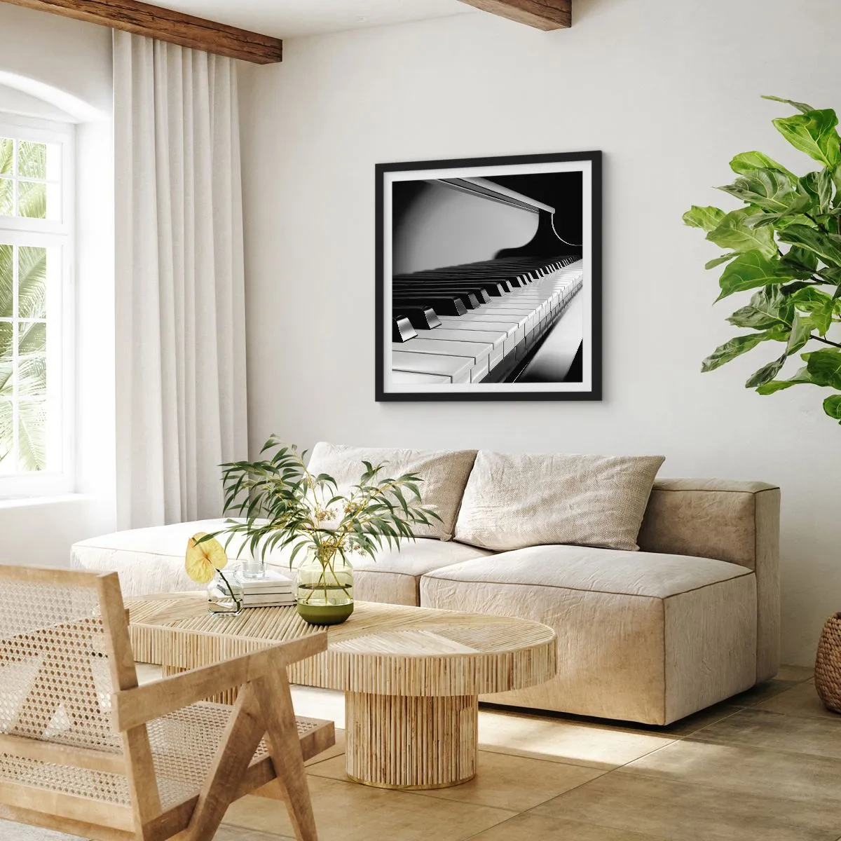 Póster en marco negro - Armonía musical - 40x40 cm