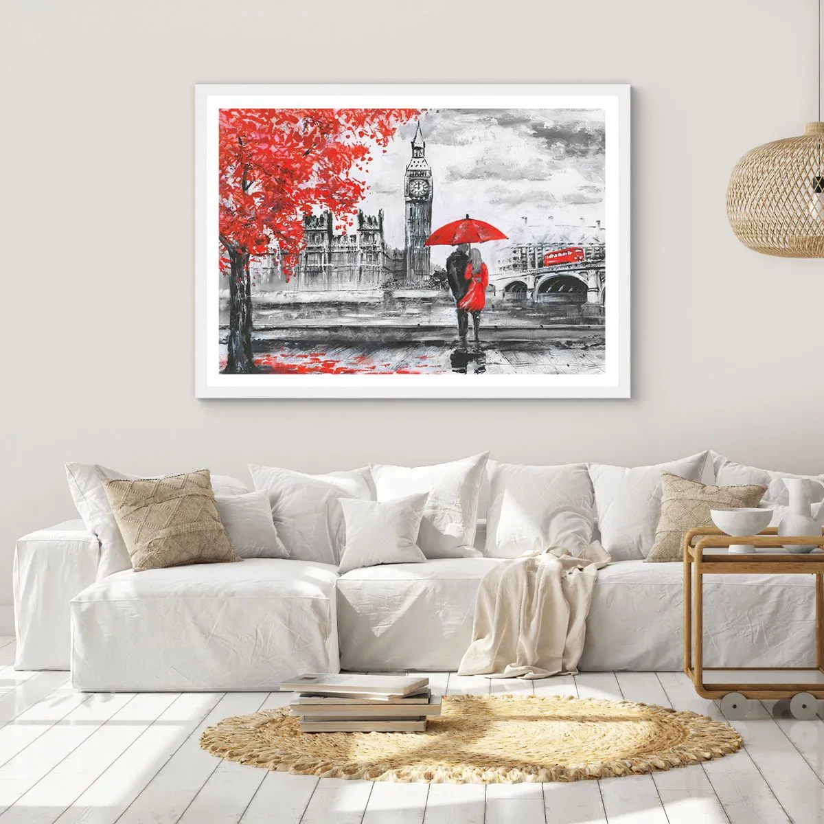 Póster en marco blanco - Londres enamora - 91x61 cm