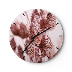 Reloj de pared - Reloj de vidrio - Un primer plano de picos de color rosa pastel. - 30x30cm - Aparentemente discreto - Decoración de pared moderna para salón, cocina y dormitorio ARTTOR