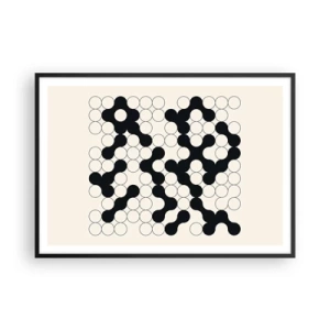 Póster en marco negro - Patrones en blanco y negro con círculos sobre un fondo claro. - 100x70cm - Juego chino - una variación - Decoración de pared moderna para salón y dormitorio ARTTOR