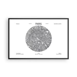 Póster en marco negro - Anatomía de París - 91x61 cm