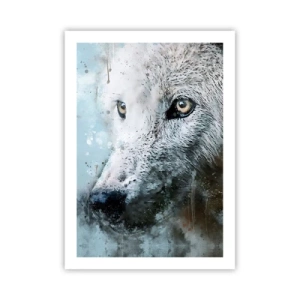 Póster - Retrato de lobo con detalles artísticos de acuarela. - 50x70cm - Conoce el alma del lobo - Decoración de pared moderna para salón y dormitorio ARTTOR