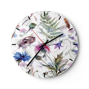 Reloj de pared - Reloj de vidrio - Herbario polaco - 40x40 cm