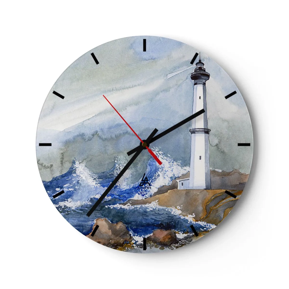 Reloj de pared - Reloj de vidrio - Un faro sobre un mar tempestuoso - 30x30cm - Contra la oscuridad y la tormenta - Decoración de pared moderna para salón, cocina y dormitorio ARTTOR
