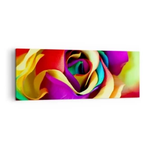Cuadro sobre lienzo - Impresión de Imagen - Una rosa colorida en tonos arcoíris. - 140x50cm - Es imposible - Decoración de pared moderna para salón y dormitorio ARTTOR