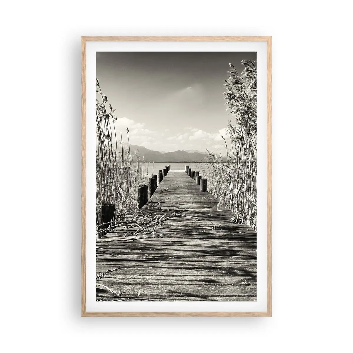 Póster en marco roble claro - En la quietud de los juncos - 61x91 cm