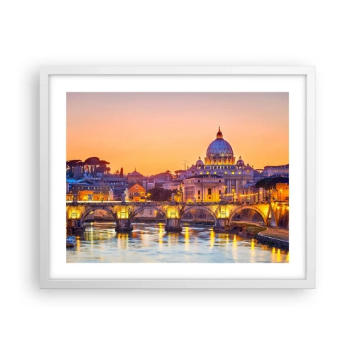 Póster en marco blanco - Crepúsculo sobre la Ciudad Eterna - 50x40 cm