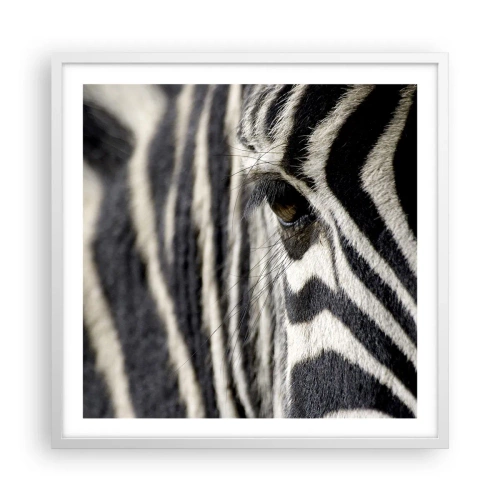 Póster en marco blanco - Retrato a rayas - 60x60 cm