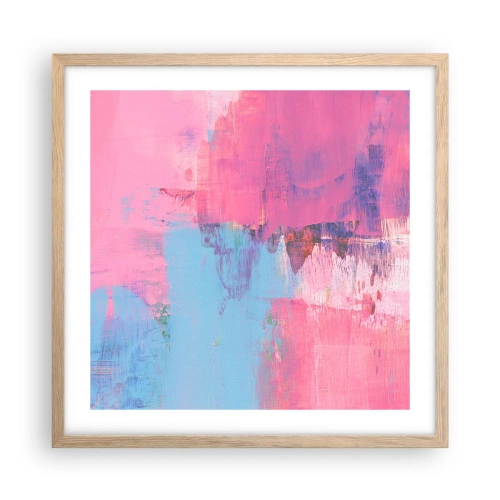 Póster en marco roble claro - Rosa, azul y una pizca de luz - 50x50 cm