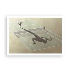 Póster - La sombra de un tenista en la cancha durante un partido de tenis. - 100x70cm - Véncete a ti mismo - Decoración de pared moderna para salón y dormitorio ARTTOR