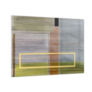Cuadro sobre vidrio - Impresiones sobre Vidrio - Abstracción moderna con formas rectangulares y colores terrosos. - 70x50cm - Recto y tranquilo - Decoración de pared moderna para salón y dormitorio ARTTOR