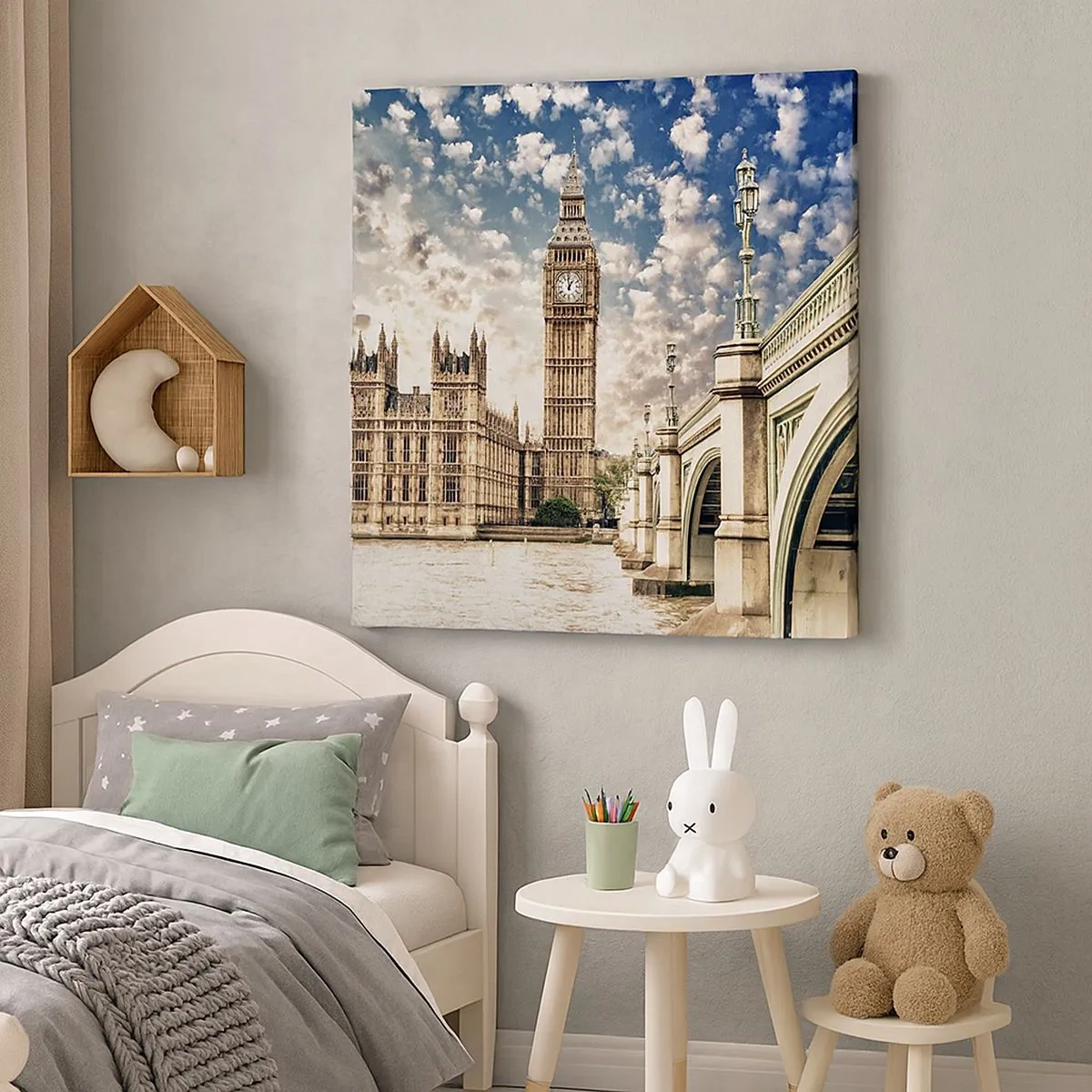 Cuadro sobre lienzo - Impresión de Imagen - Nubes sobre el Támesis - 30x30 cm