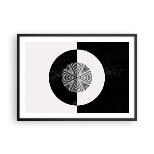 Póster en marco negro - Patrón gráfico en blanco y negro contrastante - 70x50cm - Armonía en blanco y negro - Decoración de pared moderna para salón y dormitorio ARTTOR
