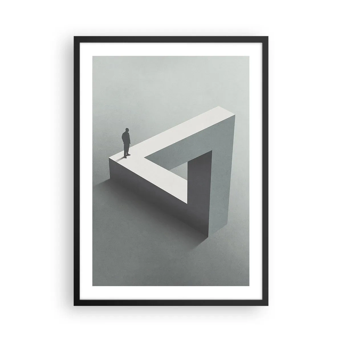 Póster en marco negro - Una figura sobre una figura geométrica imposible - 50x70cm - Y, sin embargo, es posible - Decoración de pared moderna para salón y dormitorio ARTTOR