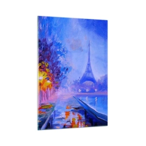 Cuadro sobre vidrio - Impresiones sobre Vidrio - Una avenida con farolas en París con la Torre Eiffel al fondo - 70x100cm - Un paseo de ensueño - Decoración de pared moderna para salón y dormitorio ARTTOR