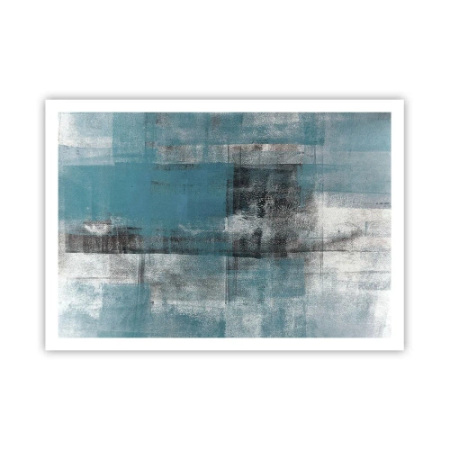 Póster - Una composición abstracta en tonos azules con textura y capas. - 100x70cm - Agua y aire - Decoración de pared moderna para salón y dormitorio ARTTOR