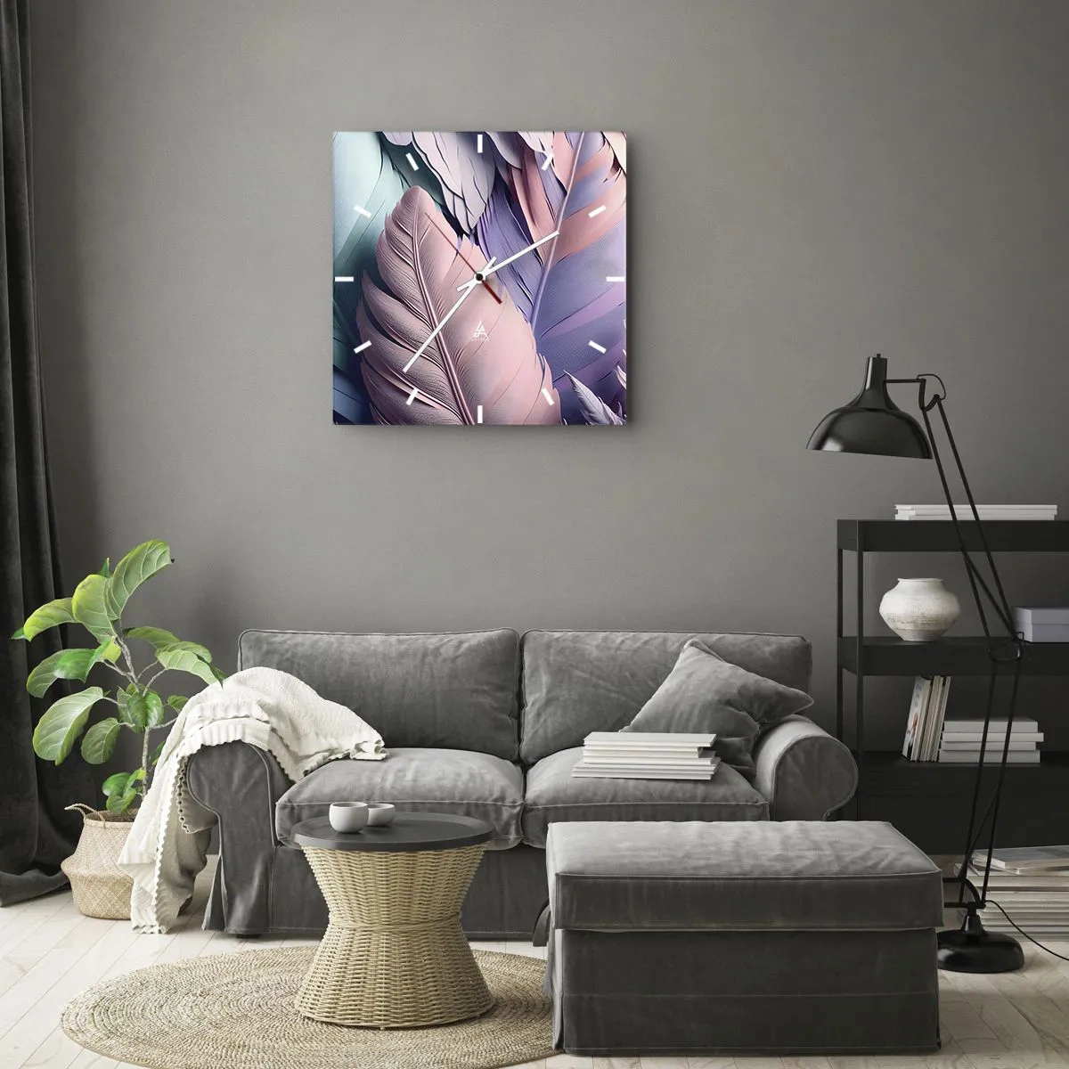 Reloj de pared - Reloj de vidrio - Pájaro chic - 40x40 cm