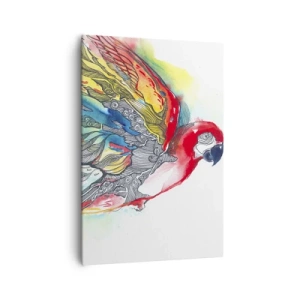 Cuadro sobre lienzo - Impresión de Imagen - Un loro colorido en vuelo con patrones abstractos en sus alas. - 70x100cm - Vivir con colorido - Decoración de pared moderna para salón y dormitorio ARTTOR
