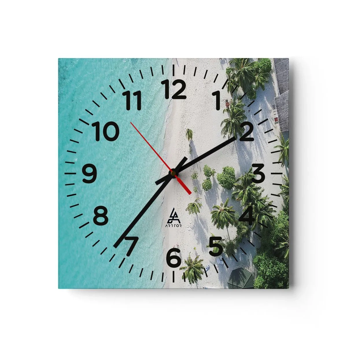 Reloj de pared - Reloj de vidrio - Vacaciones en el paraíso - 40x40 cm