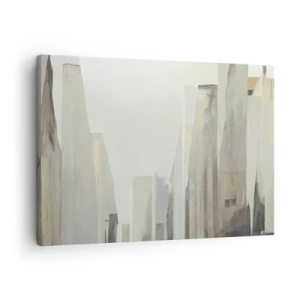 Cuadro sobre lienzo - Impresión de Imagen - Paisaje urbano abstracto en tonos pastel - 70x50cm - Un sueño de ciudad - Decoración de pared moderna para salón y dormitorio ARTTOR