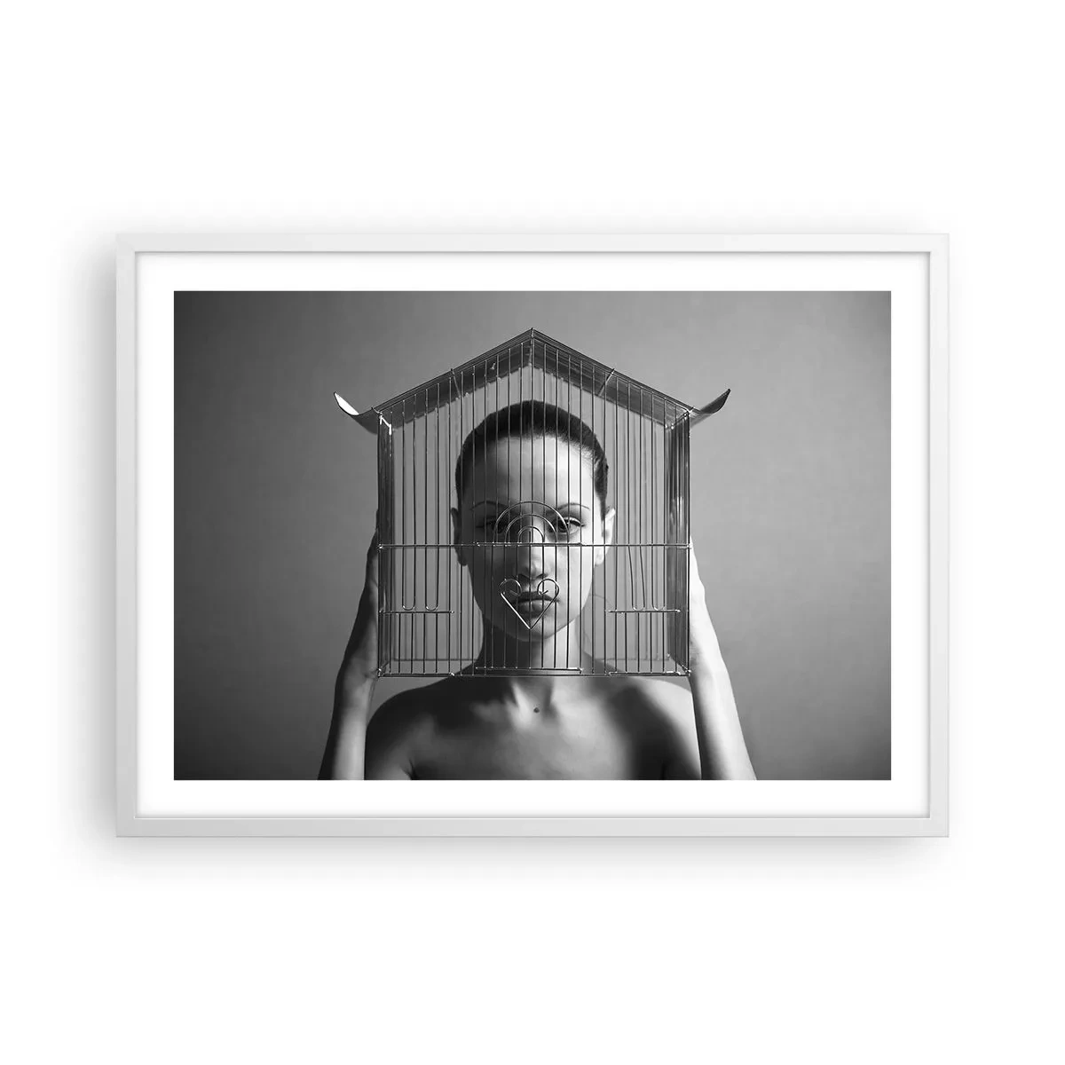 Póster en marco blanco - Un retrato algo surrealista - 70x50 cm