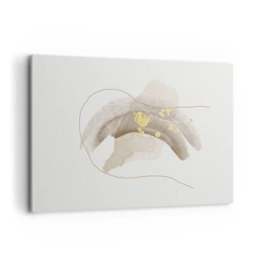 Cuadro sobre lienzo - Impresión de Imagen - Una composición abstracta en tonos beige y dorado. - 120x80cm - Encontrado en el espacio - Decoración de pared moderna para salón y dormitorio ARTTOR