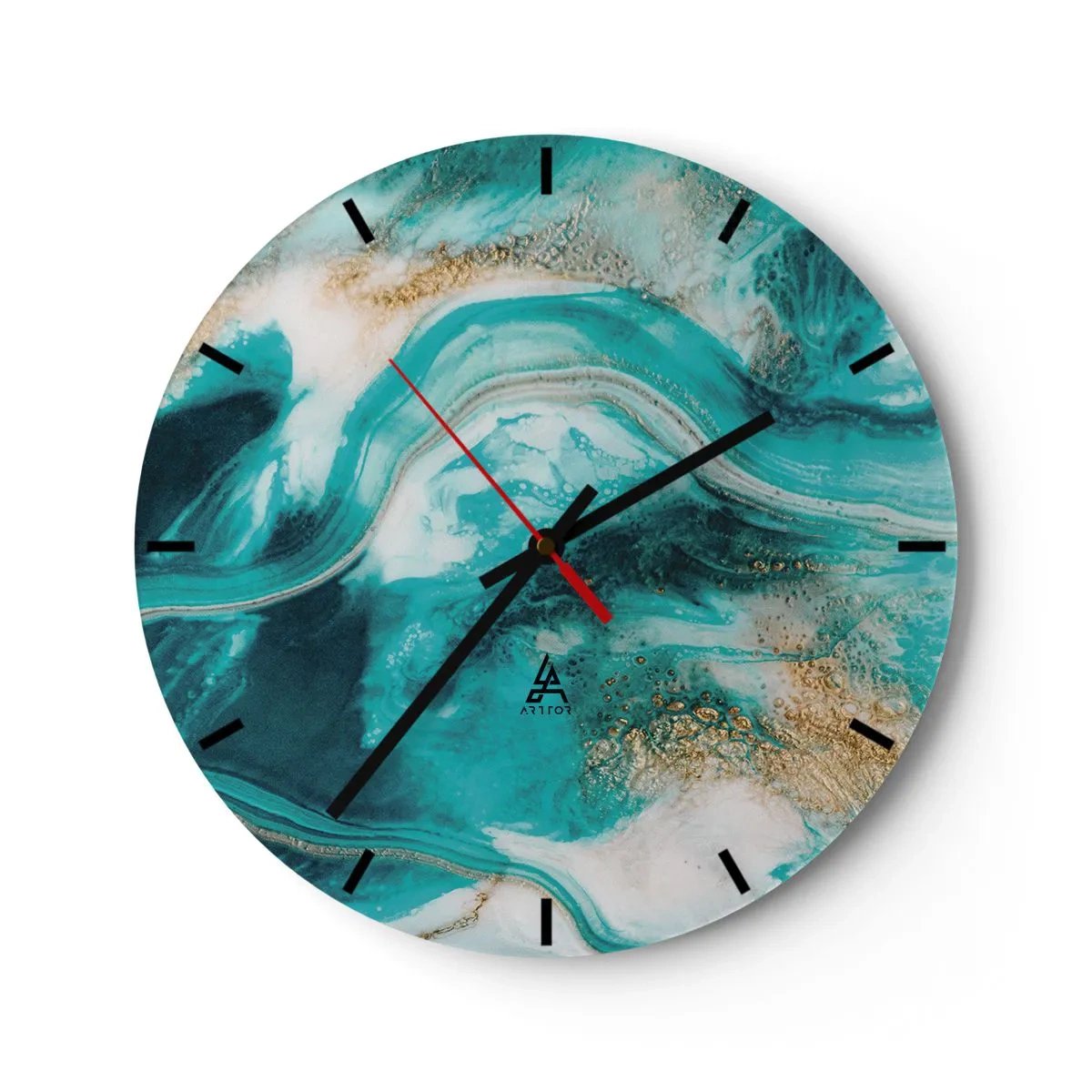 Reloj de pared - Reloj de vidrio - Río de oro - 40x40 cm