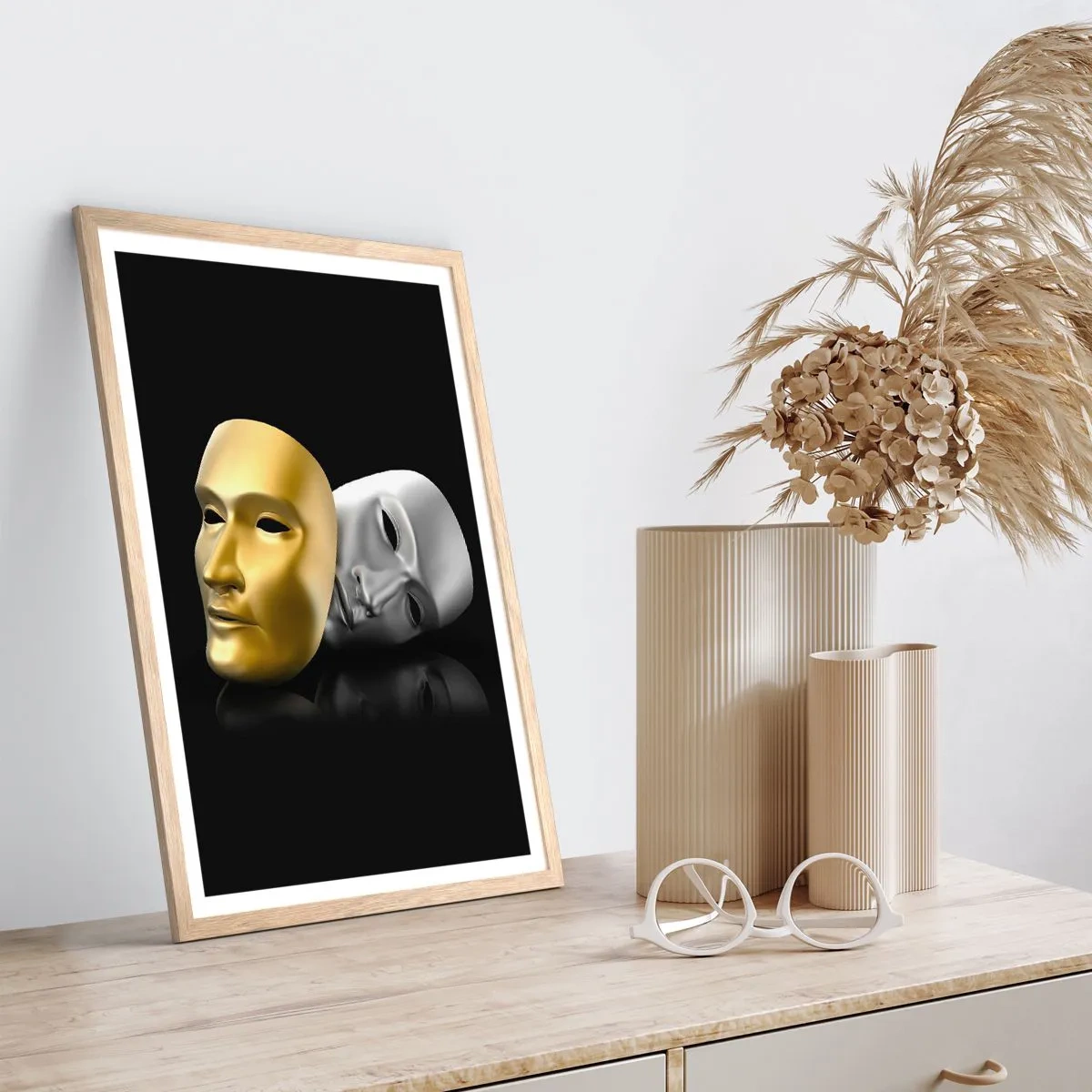 Póster en marco roble claro - La vida es un teatro - 70x100 cm