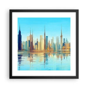 Póster en marco negro - Metrópolis soleada - 40x40 cm