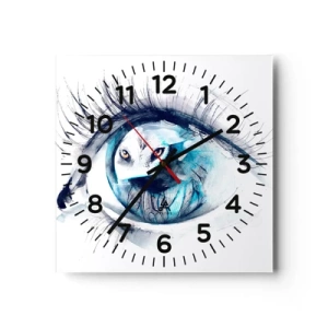 Reloj de pared - Reloj de vidrio - Ojo con la naturaleza - 40x40 cm