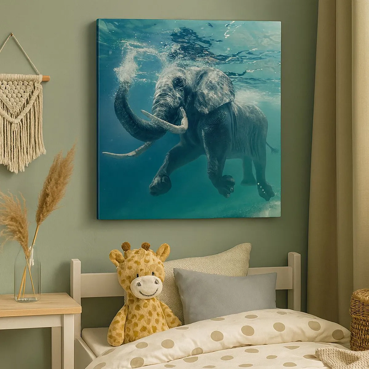 Cuadro sobre lienzo - Impresión de Imagen - A todos nos gusta nadar - 30x30 cm