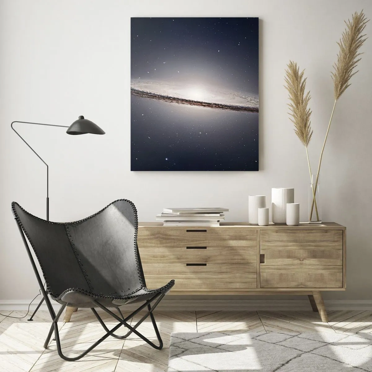 Cuadro sobre vidrio - Impresiones sobre Vidrio - Una galaxia espiral con el espacio estrellado como telón de fondo. - 70x100cm - Érase una vez en una galaxia muy, muy lejana.... - Decoración de pared moderna para salón y dormitorio ARTTOR