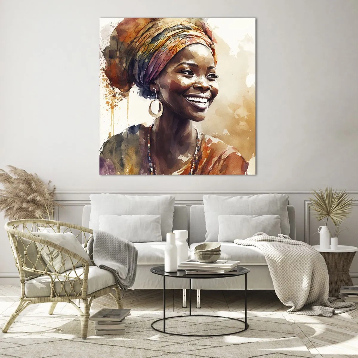 Cuadro sobre vidrio - Impresiones sobre Vidrio - Reina africana - 40x40 cm