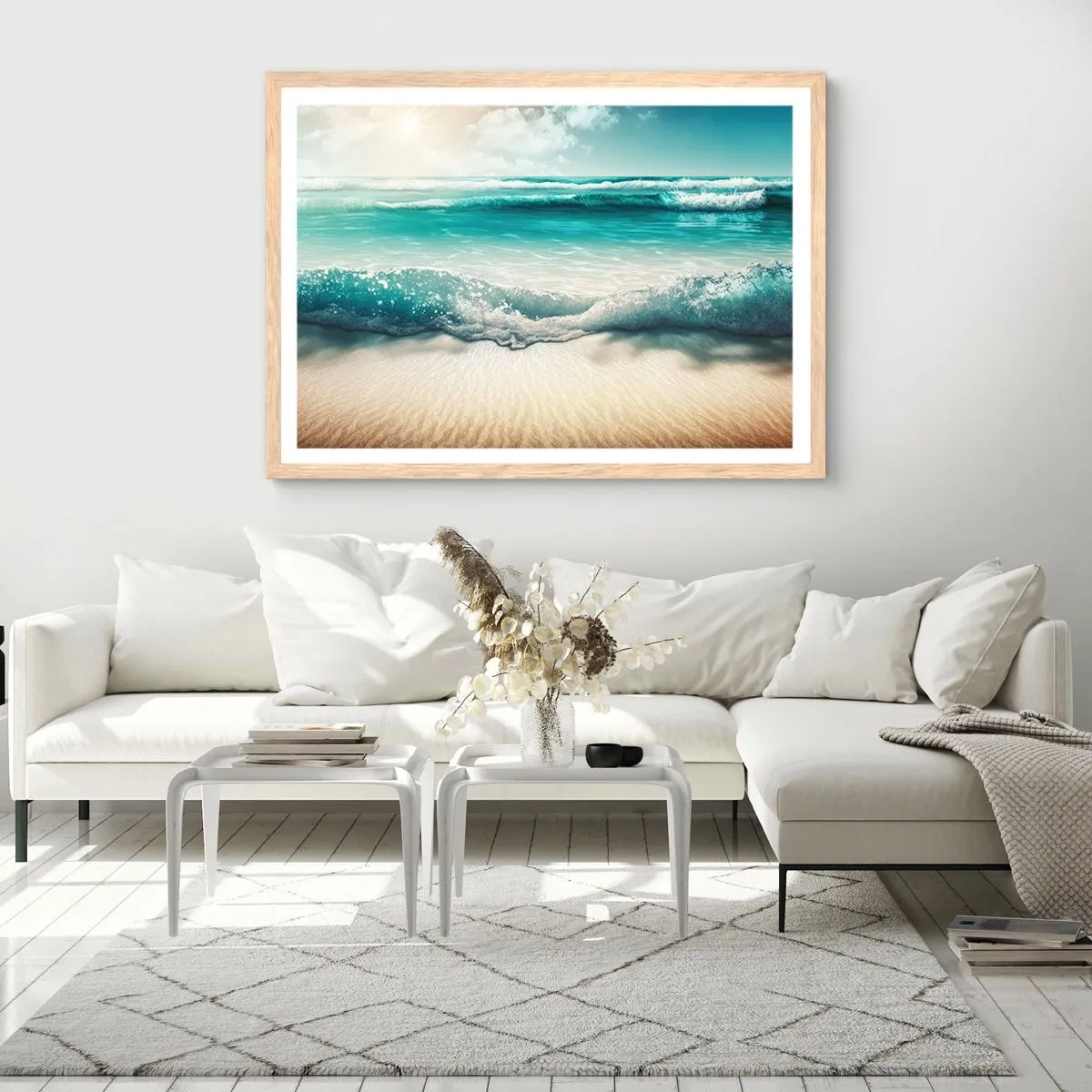 Póster en marco roble claro - Calma oceánica - 70x50 cm