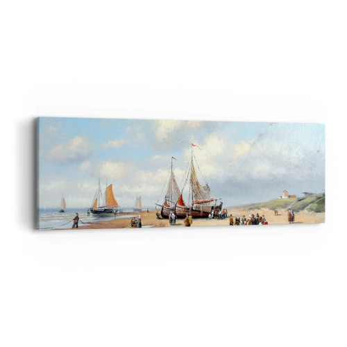 Cuadro sobre lienzo - Impresión de Imagen - Después de una pesca exitosa - 90x30 cm