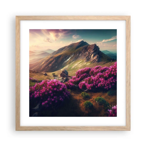 Póster en marco roble claro - Verano en las montañas - 40x40 cm