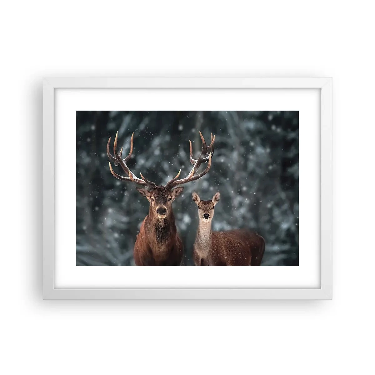 Póster en marco blanco - El señor y la señora del bosque - 40x30 cm