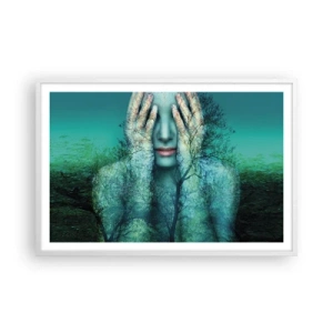 Póster en marco blanco - Sumergida en azul - 91x61 cm