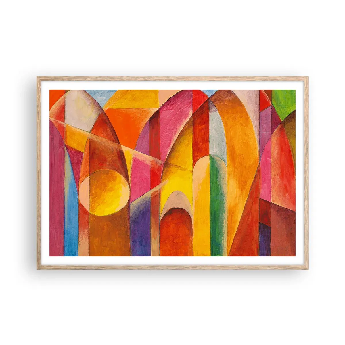 Póster en marco roble claro - Catedral del sol - 100x70 cm