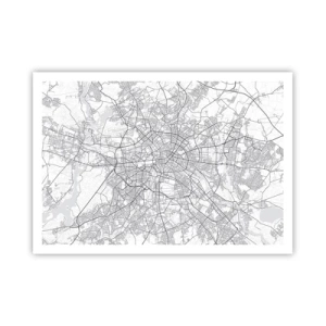 Póster - Mapa detallado de la ciudad en blanco y negro - 100x70cm - Flor de Berlín - Decoración de pared moderna para salón y dormitorio ARTTOR