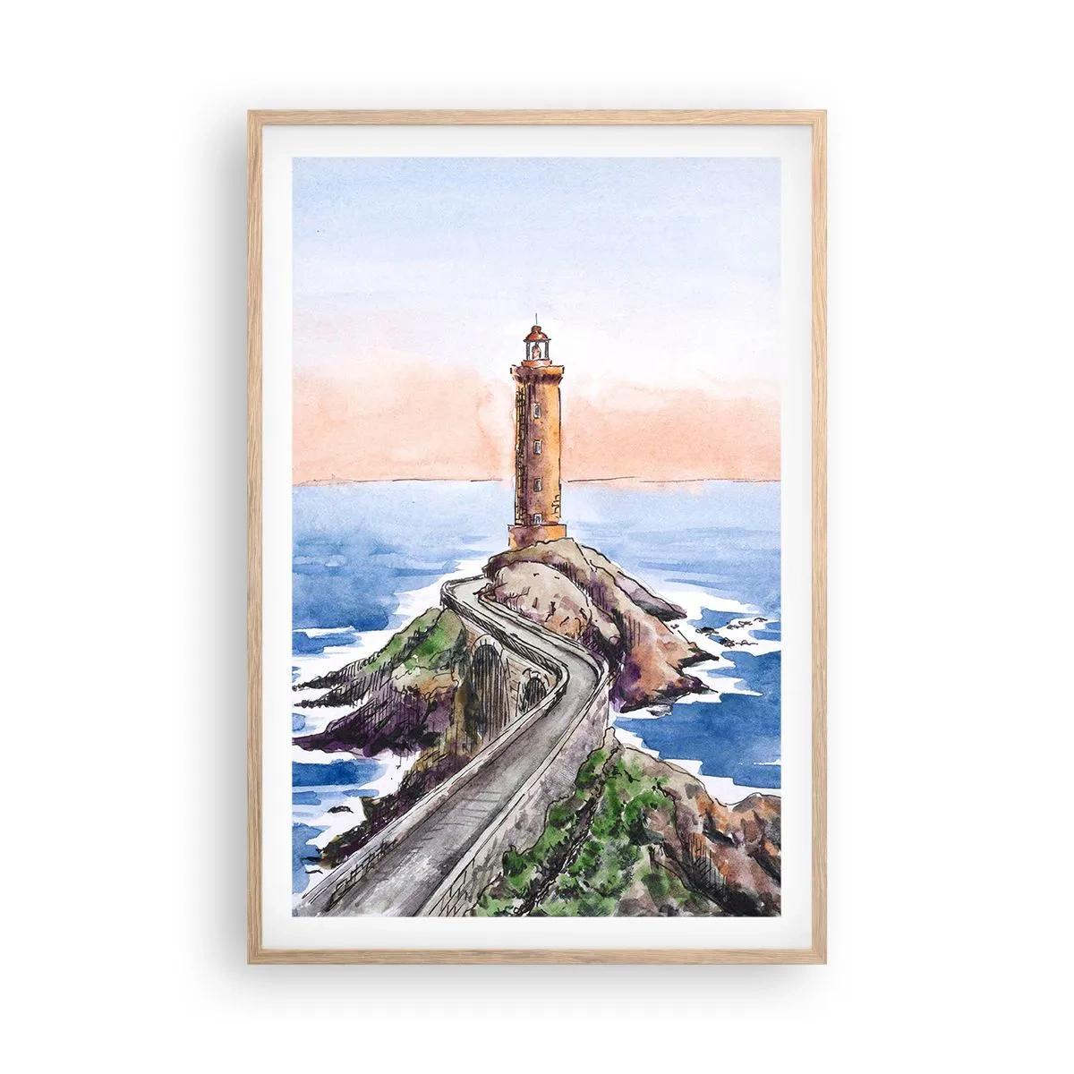 Póster en marco roble claro - Frente al mar - 61x91 cm