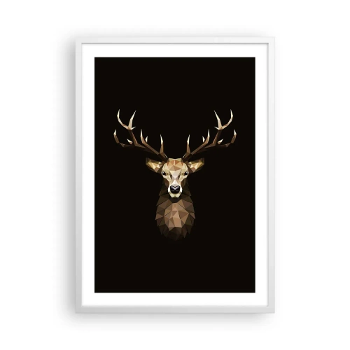 Póster en marco blanco - Ciervo cubista - 50x70 cm