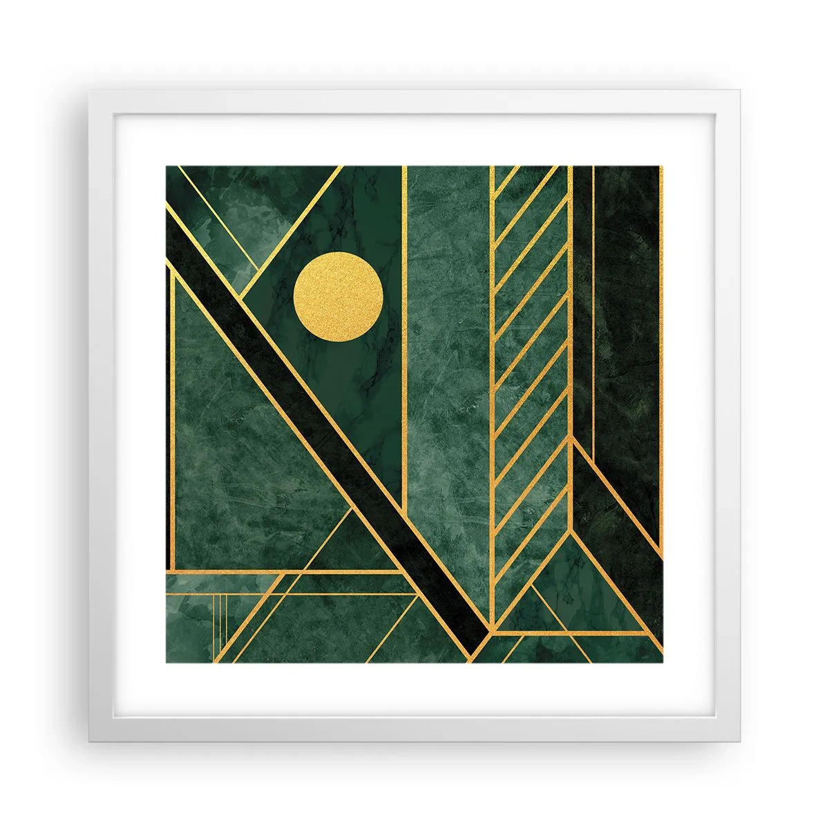 Póster en marco blanco - La dinámica del oro y el azul - 40x40 cm