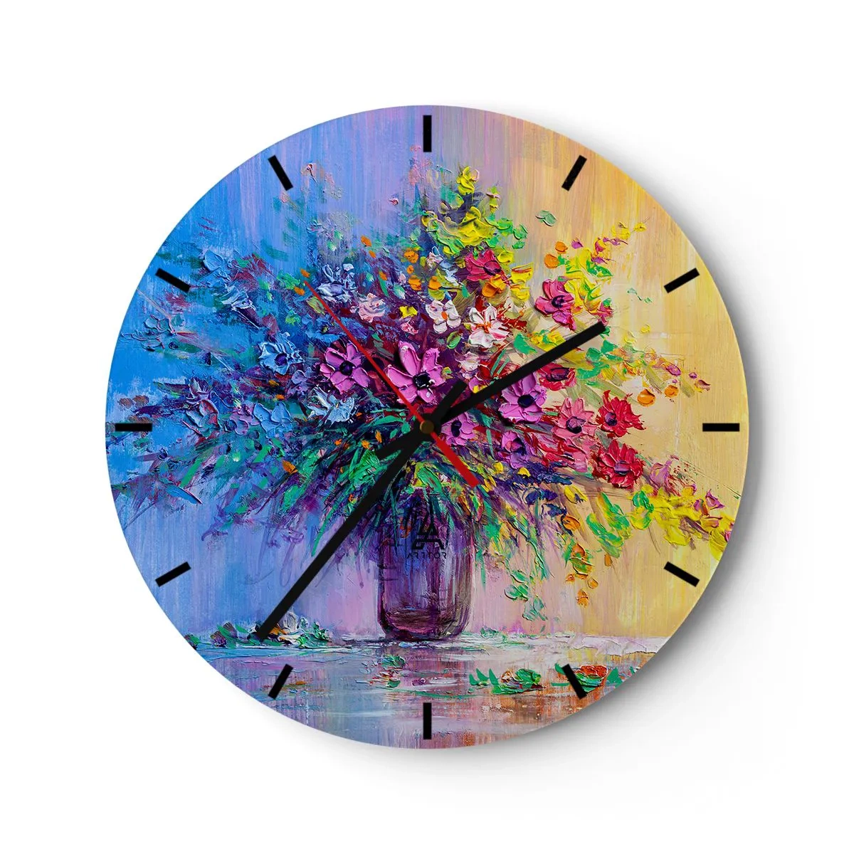 Reloj de pared - Reloj de vidrio - El regalo de un prado de verano - 40x40 cm